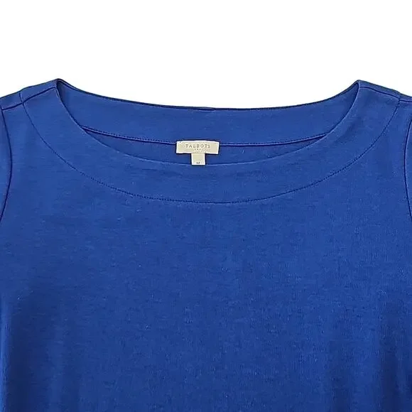 Talbots Womens Sz M Royal Blue Lace Bell Sleeves 100% Cotton Knee Length Dress - Picture 5 of 10